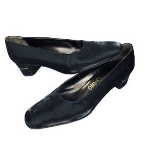 Salvatore Ferragamo Black Rhinestone Heel 8 AA